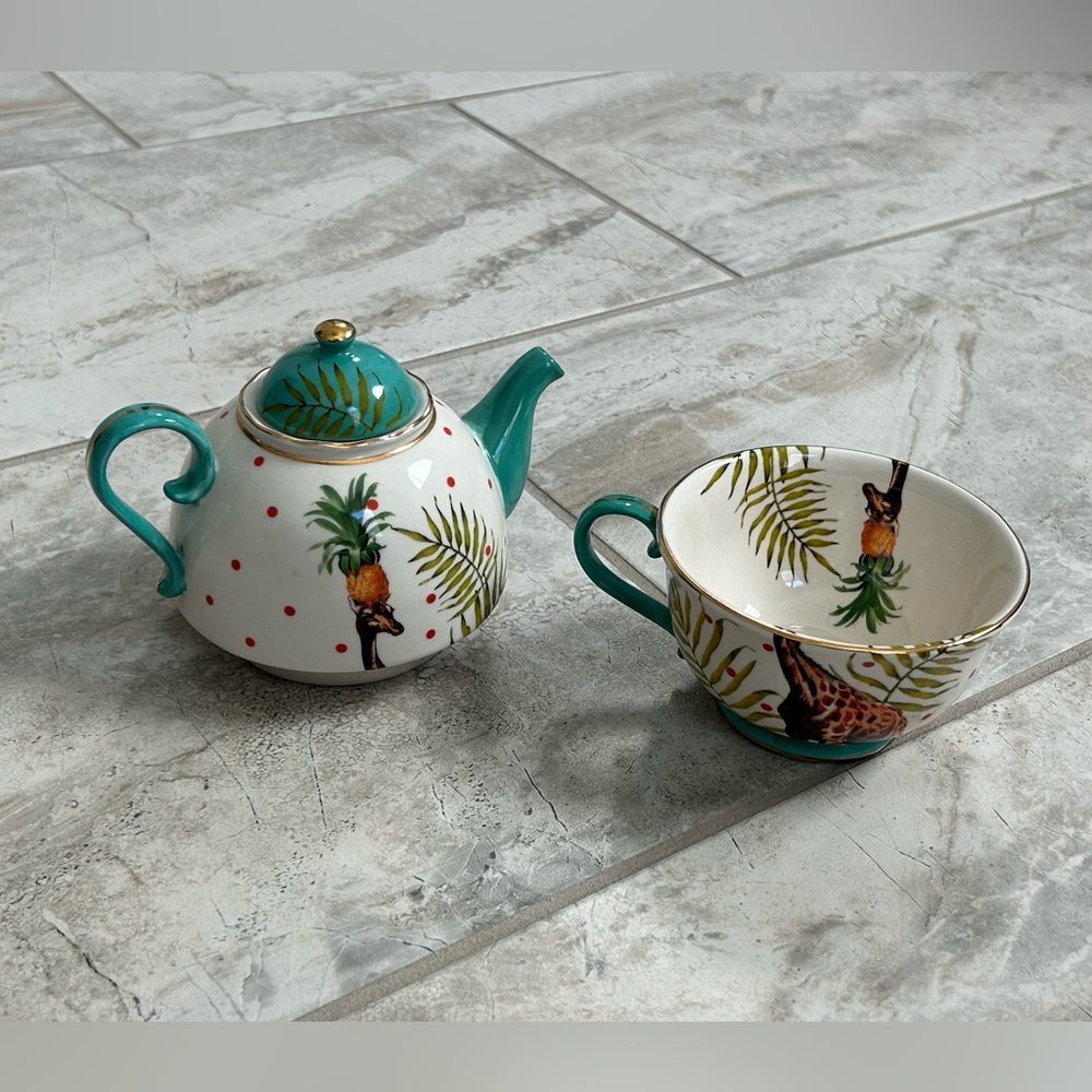 NWT Anthropologie Yvonne Ellen Giraffe Tea For One Set Teapot And Cup - Picture 7 of 10